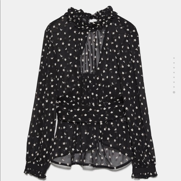 Zara contrasting embroidery blouse NWT - Picture 7 of 8